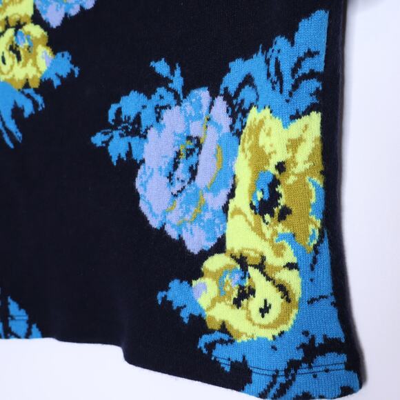 J. CREW Short Sleeve Cashmere T-shirt Sweater Navy Floral Women's XS Petite - Picture 3 of 8